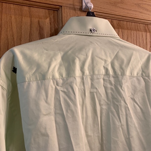 Men’s Jared Lang Mint Green Double Buttons Reversible Cuffs Dress Shirt Size L - Picture 5 of 6
